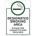 Designated Smoking Area Sign, Please Use Cigarette Bins Sign, 10x14 Rust Free Aluminum, Indoor/Outdoor Use, Weather/Fade Resistant, Easy Mounting, Made in USA by SIGO SIGNS primary