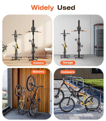 Housolution Vertical Bike Stand with Wheels, Stand-alone Mount for Wheels up to 29 Inches, Adjustable Height Without Holes for Garage & Apartment, Foot Support for Bikes Holds up to 80 lbs