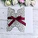 ponatia 25PCS/Lot 250GSM 5.12 x 7.1'' Glitter Wedding Invitations Cards Hollow Rose with Burgundy Ribbon for Wedding Bridal Shower Engagement (Champagne Gold Glitter)