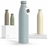 LARS NYSØM Stainless Steel Insulated Water Bottle 12oz 17oz 25oz 34oz 51oz | Insulated Thermo Flask for Hot and Cold Beverages | Leakproof Drinking Bottle (Sky Blue, 33.9oz)