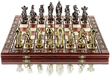 dealgames MEDIEVAL GOLD Large 40cm 15.7 in Artistic Chrome Plastic Chess Set