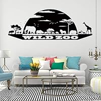 VODOE Wild Animal Wall Decals, Nursery Wall Decals, Wild Zoo African Tropical Jungle Forest Animal Baby Kids Stickers Suitable for Family Living Vinyl Art Home Decor(Black 40.5 X 14.9inches)