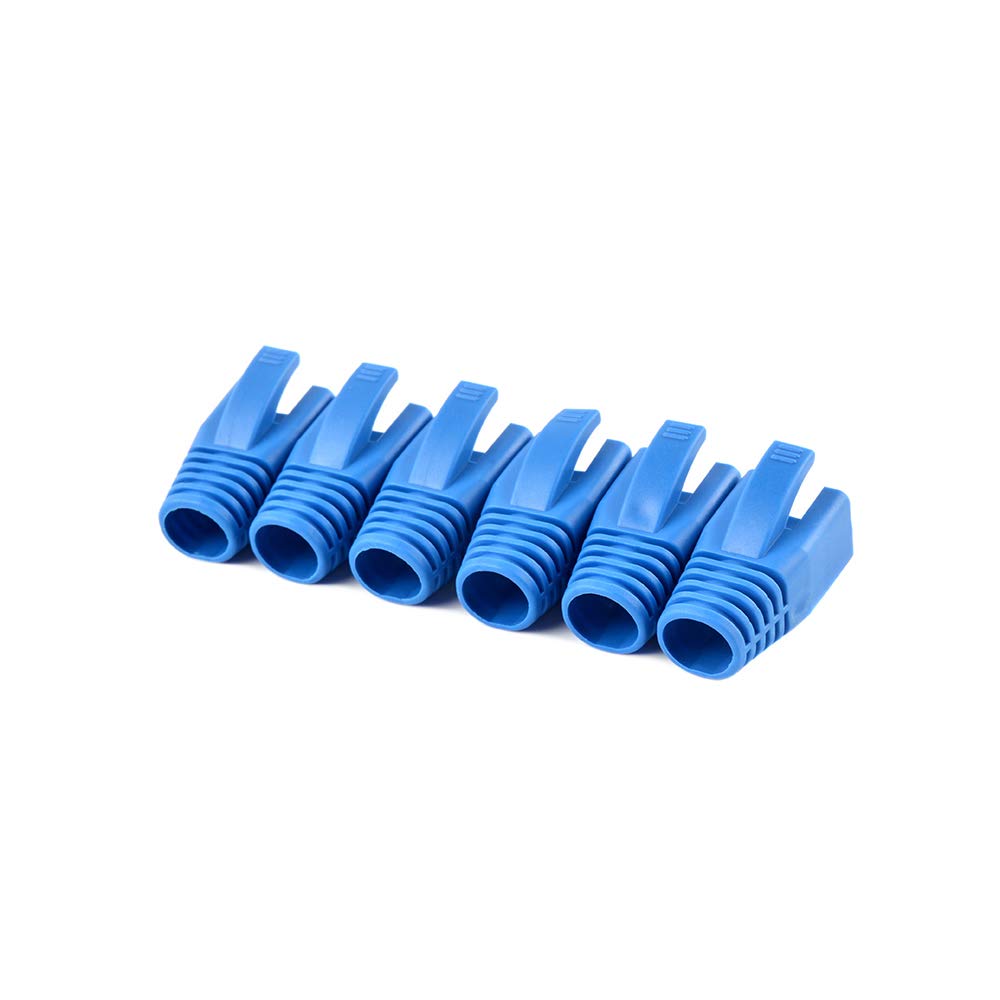 50 Pcs Cat7 Cat7A Cat8 Strain Relief Boot, RJ45 Plug Connector Cover Modular Network Plug Connector Cap Cable Connector Boots, Blue