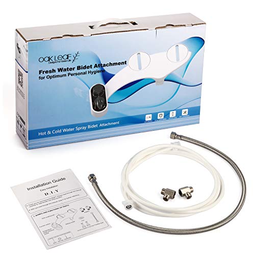 Oak Leaf Bidet Toilet Seat Attachment, Hold and Cold Bidet Sprayer Fresh Water Non-Electric Mechanical Bidet for Toilet with 2 Self Cleaning Nozzles