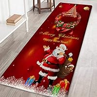 Hankyky Christmas Santa Snowmen Reindeer Floor Runner Area Rug