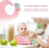 Vicloon 2 x Silicone Baby Bibs Soft Feeding Bibs with Crumb Catcher Pink Green view 5