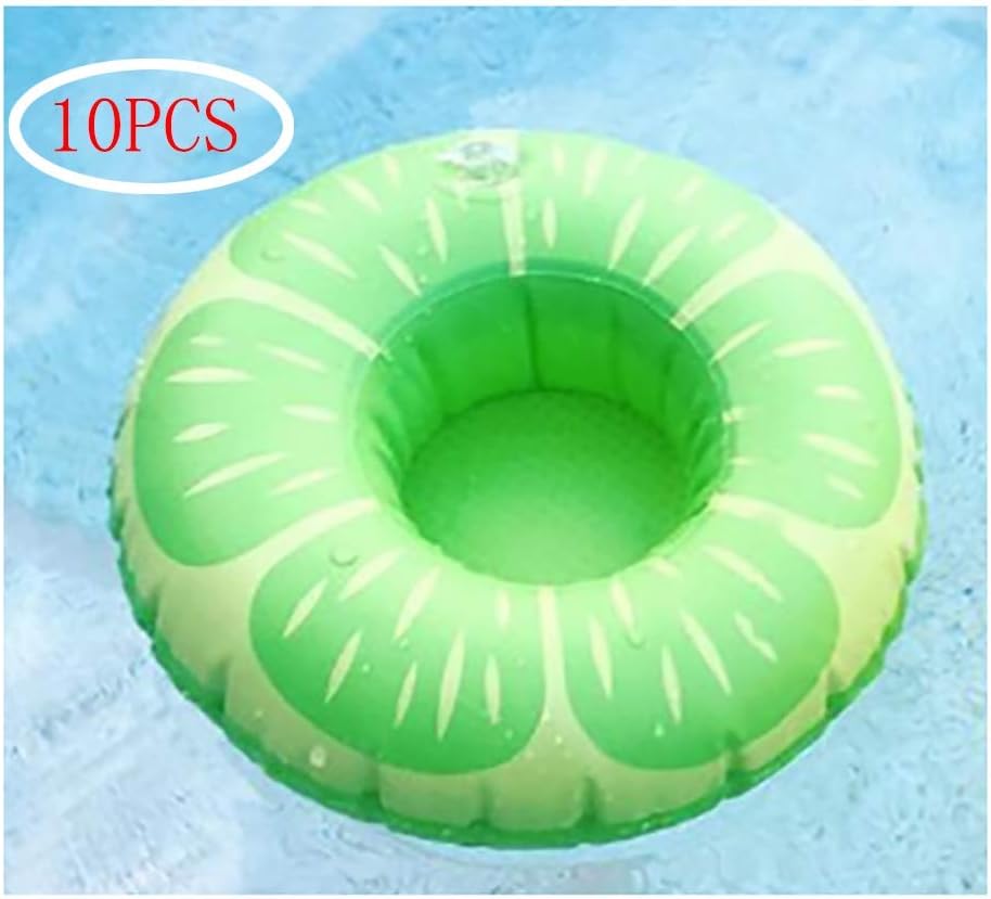 AWYDHC 10 Pack Cute Fruit Shape Watermelon,Lemon,Pineapple Inflatable Coaster PVC Mat Drink Floats Inflatable Coasters for Pool Party and Kids Bath Toys (Color : Lemon)