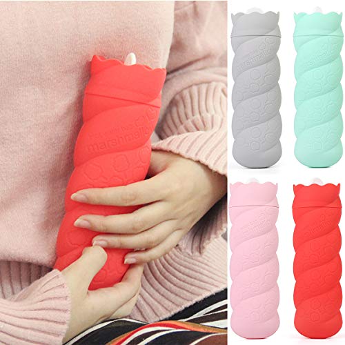 2 in1 Microwave Heating Bottle Silicone Hot Water Bag/Environmental Refrigerator Cold Ice Bag for Pain Relief, Hot & Cold Therapies - Gift for Birthday, Christmas, Valentine's Day, Gift (Red)