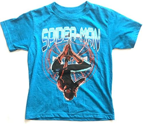Spider-Man Hang by the Light Glow in the Dark Boys Tee Shirt Turquoise Blue (Medium (8))
