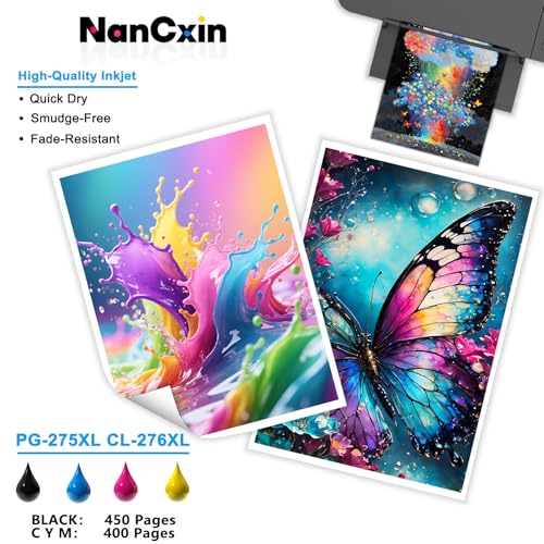 NanCxin PG-275XL CL-276XL Cartucho de Tinta Compatible con impresoras Canon Pixma TS3520 TS3522 TR4720 TR4722 TS3720 TS3722, 2 Unidades (1 Negro, 1 Color)