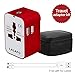 All in One International Universal Travel Adapter,Dual USB Charging Ports Converter for USA EU UK AUS European Compatible with Mobile Phone,Power Bank,Tablet,Laptop and Earphone. (Red)