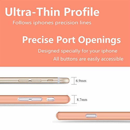 iPhone 6 Case, DecaStars [Ultra-thin Series] 2-in-1 Full-body Protective Back Cover [Slim Fit] with Tempered Glass Screen Protector for Apple iPhone 6 Case & iPhone 6s Case 4.7" - Rose Gold