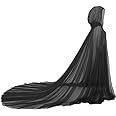 Women Wedding Tulle Cape Hooded Elf Cloak Bridal Dress Robe with Long Train