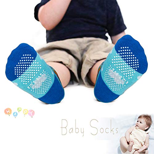 12-36 MonthsToddler Socks Boy Girl Slippery 12 Pairs Cute Assorted Crew Kids Socks Non Skid Slipper Socks Grips 1T-3T Baby - Thumbnail 4