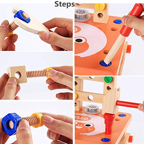 DIY Assembly Toy, Luban Chair Disassembly Assembly Of Nuts Three-dimensional Toy, Double Game, Interaction Puzzle Games for Kids 5 and Up (♥ Orange)