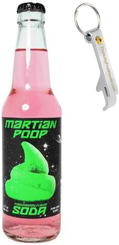 Martian Poop Marionberry Soda Pop 12-Ounce Bottle 1 Count (With Exclusive Stainless Steel Bottle Opener)