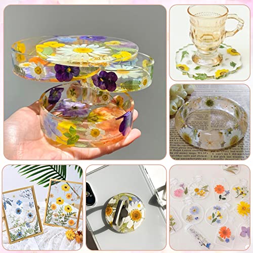 HAKACC Dried Pressed Flowers, 115PCS Flat Flowers for Resin Real Dried Flowers Leaves and Butterfly Stickers for Scrapbooking Jewellery Nail Art DIY crafts