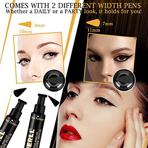 Winged Eyeliner Stamp Makeup Liquid Eye Liner Pen Cat Eye Eyeshadow Vamp Style Long Lasting Waterproof Smudge-proof Wingliner Pens 2 Packs Black - Thumbnail 5