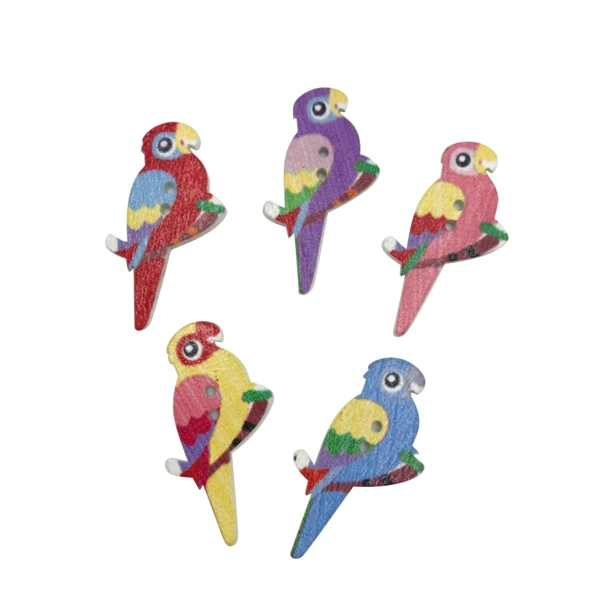 STOBOK 50pcs Fashion Wood Buttons Bird Buttons Wooden Scrapbook Place Value Dice Scrapbooking Button Bird Wooden Animal for Crafts Jeans Parrot Bamboo