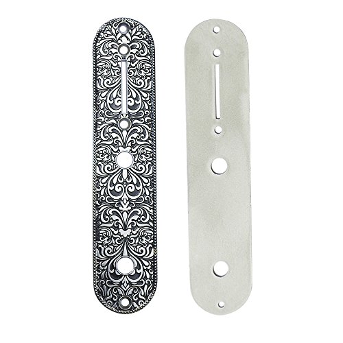 Wanby Professional 6 String Saddle Bridge Plate Beautiful Decorative Pattern for Tele Electric Guitar (slive) - Thumbnail 6