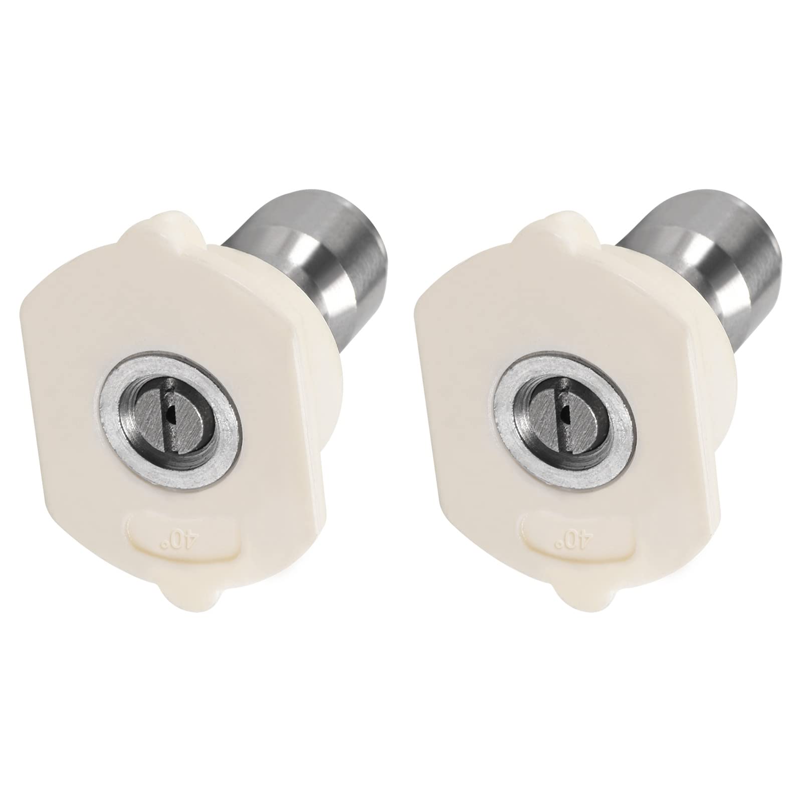 METALLIXITY Pressure Washer Nozzle Tips (1/4", 1.2mm/3/64) 2Pcs, Stainless Steel 40 Degree Quick Connect - for Home Kitchen Garden, White