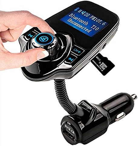 Car FM Transmitter Bluetooth Wireless Radio Adapter Car Kit Bluetooth Audio Receiver Hands Free Calling Music Player with USB Port and Aux Inputt/Output TF Card 1.44