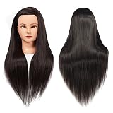 Training Head 26"-28" Female Mannequin Head Hair Styling Manikin Cosmetology Doll Head Long Hair Synthetic Fiber Hair Hairdressing Training Model Free Clamp (1711LB0220)