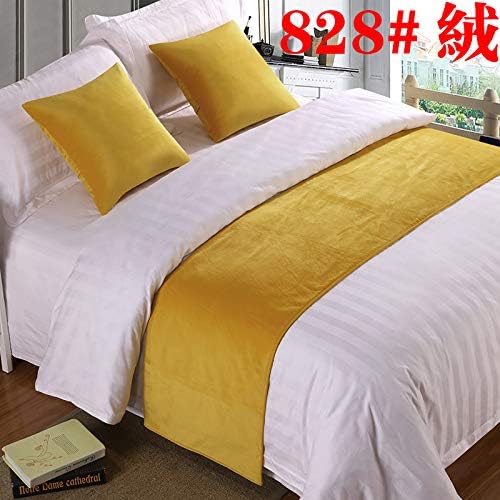 Bed Runner Bed Scarf Hotel Bedding Cloth high-Grade Bed Tails Bed Flag Bed Tail pad Bed Tail Strip Decorative Strip, Yellow Velvet, 2m Bed (50x260cm)