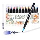 Watercolor Brush Markers Pen, Ohuhu 20 Colors Water Based Drawing Marker Brushes W/ A Water Coloring Brush, Water Colored Ink W/ Soft Flexible Tip for Adult Coloring Books, Manga, Comic, Calligraphy