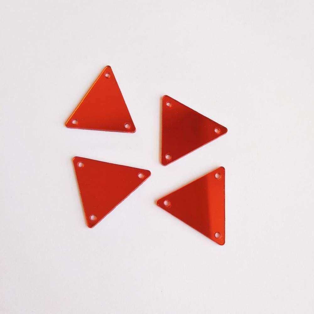 MEYA 50PCS Sew On Triangle Mirror Piece, DIY Mirrored Rhinestones For Costume Evening Dresses Cloth Garment Decoration Accessory (Red)