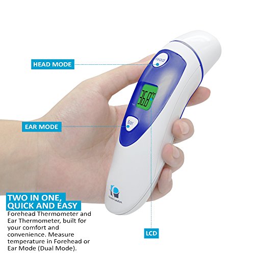 Dual Mode Digital Forehead And Ear Thermometer. Medical Thermometer Is Suitable For Baby, Infant, Toddler and Adults. Get Instant Readings. FDA Approved and CE Pass. Released August 2016
