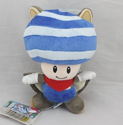 Super Mario Bros Musasabi Flying Squirrel Toad 8" Blue Color Stuffed Animals Soft Plush Doll Toy