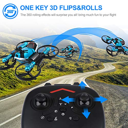 2 in 1 Foldable RC Drone with Camera and Motorcycle Wi-Fi Live Video One Key Return Altitude Hold Headless Mode Toy Gift for Kids Adults - Thumbnail 3