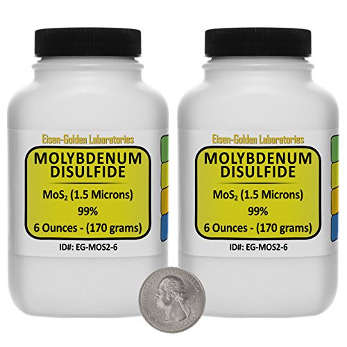 Molybdenum Disulfide [MoS2] 99% AR Grade Powder 12 Oz in Two Space-Saver Bottles USA