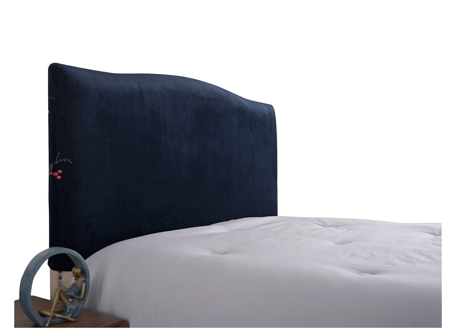 WINS Bed Headboard Cover Stretch velvet Headboard Slipcover Protector Dustproof headboard decor for single double king beds Navy