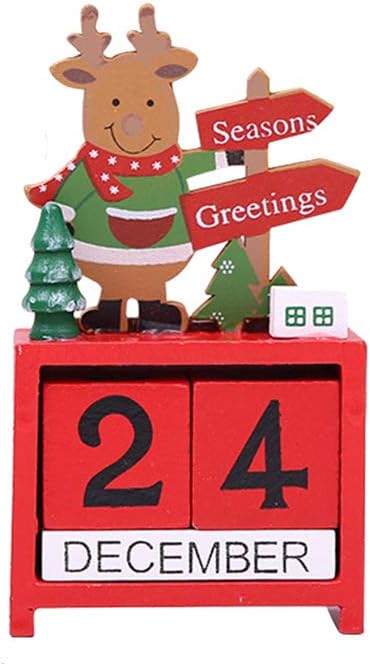 PERIWIN Merry Christmas Ornament Wooden Calendar Santa/Snowman/Elk Party Festival Decor - Santa Claus*