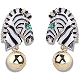Zebra Earrings for Women, Cute Animal Horse Earrings for Womens, Tropical Zebra Head Dangle Earring Hypoallergenic, Bohemian Zebra Drop Earring
