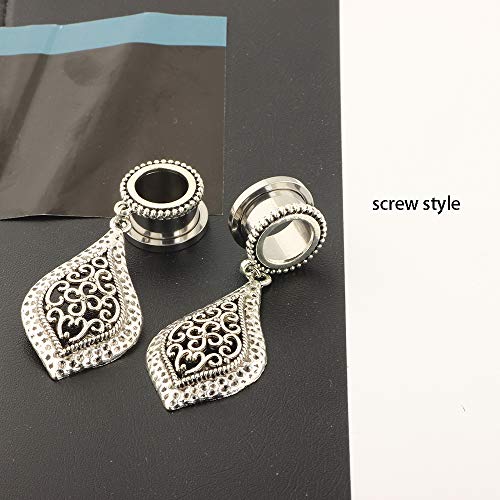 5 Pairs Stainless Steel Dangle Plugs for Women Rose Gold Hoop Double Flare Ear Tunnels Gauges Stretcher 00g Piercing Set (10mm=00g) - Thumbnail 7