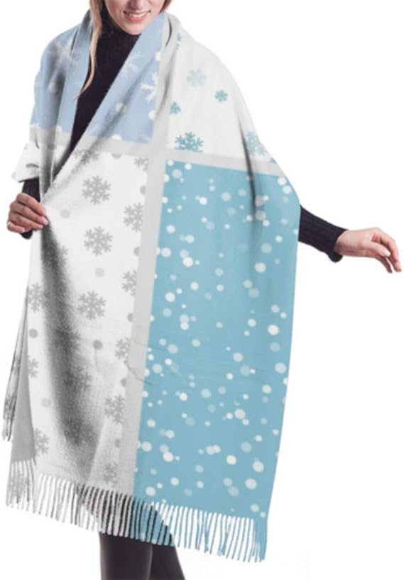 Womens Winter Scarf Cashmere Feel Set Simple Snowflakes Can Scarves