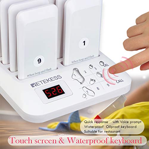 Retekess TD157 Oproepsysteem Restaurant Draadloos Gasten Oproepsysteem Touchscreen, 20H 16 Pager Systeem voor Restaurant… - Afbeelding 4