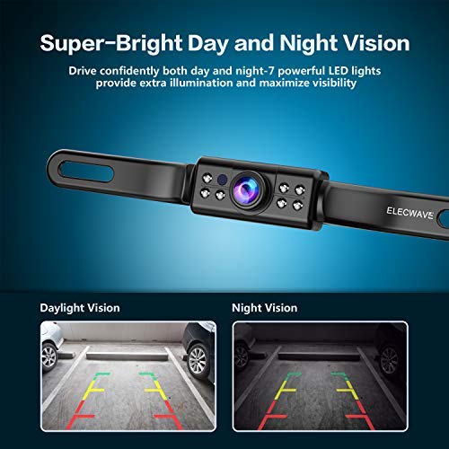 Backup Camera,2018 Upgrade Version Car Rear View Front View Reversing Camera 170° Perfect View Angle 7 IR LED Lights Night Vision IP68 Waterproof Universal Backing Camera - Optional Guideline(YES/NO)