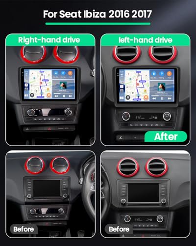 Roinvou 4G+64G Radio Android 15 para Seat Ibiza 2016 2017 Incell Screen Carplay Android Auto, 9 Pulgadas Pantalla Táctil Estéreo Radio con GPS Bluetooth EQ WiFi RDS FM SWC Cámara Trasera