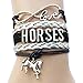 DOLON Infinity Love Horses Bracelet-Black with Silver