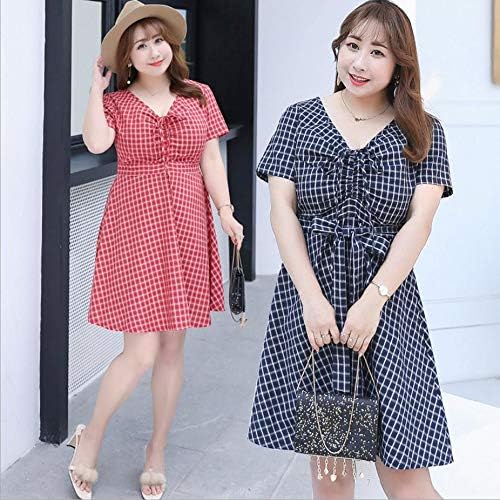 Amazon 18年 インスタレディース 大きい ギャザー バストアップ チエック柄 ワンピース ワンピース チュニック 通販
