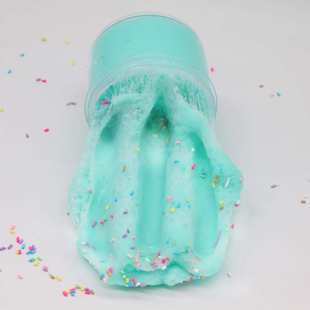 iWeller 2019Newest Green Rainbow Butter Fluffy Slime,Super Soft and Non-Sticky( 200ML 7oz)