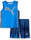 PUMA Little Boys' Toddler Active Tank and Short Set, Blue, 2T