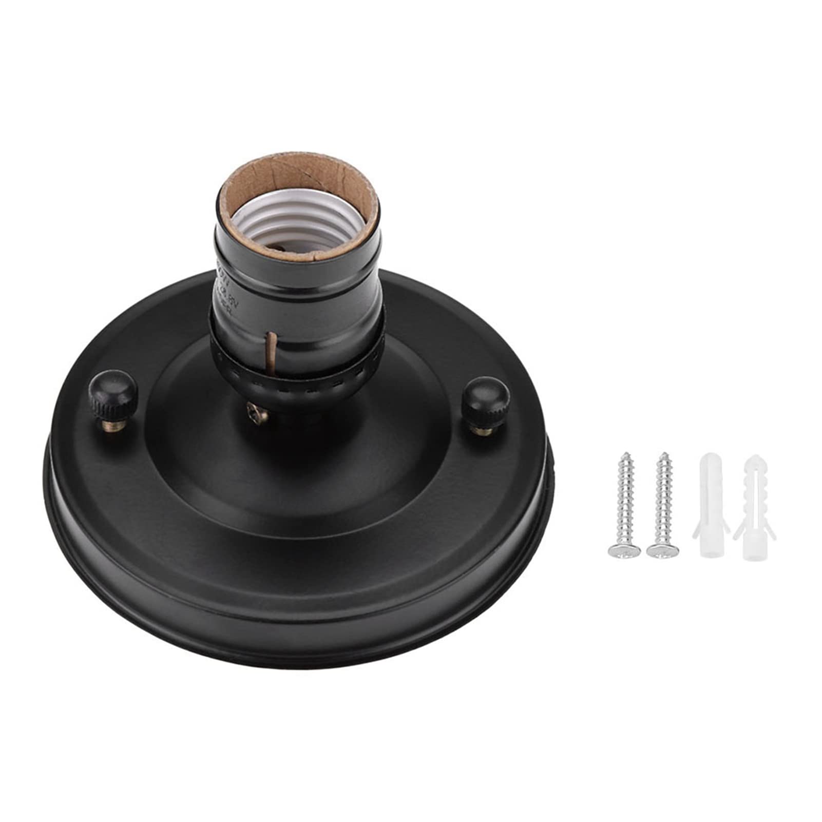 Electroplating Ceiling Light Base Holder, Pendant Lamp Screw Socket, Ceiling Light Screw Socket for Office Bedroom Living Room Hotels(black)
