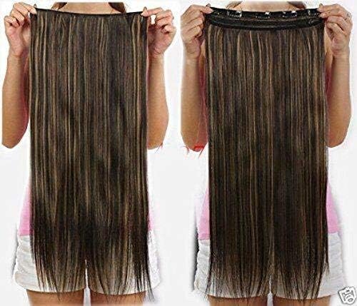 Deluxe hair 5 Clip Based Synthetic Hair Extensions For Women(4#27 Highlight) Size 26 Inc