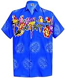 La Leela Men's Aloha Hawaiian Shirt Short Sleeve Button Down Casual Beach Party Blue