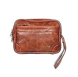 Handcuffs Cash Pouch/ Money Carrying Pouch/ handbags / Multipurpose travel Pouch Leather Rust colour